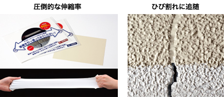 圧倒的な伸縮率・ひび割れに追随